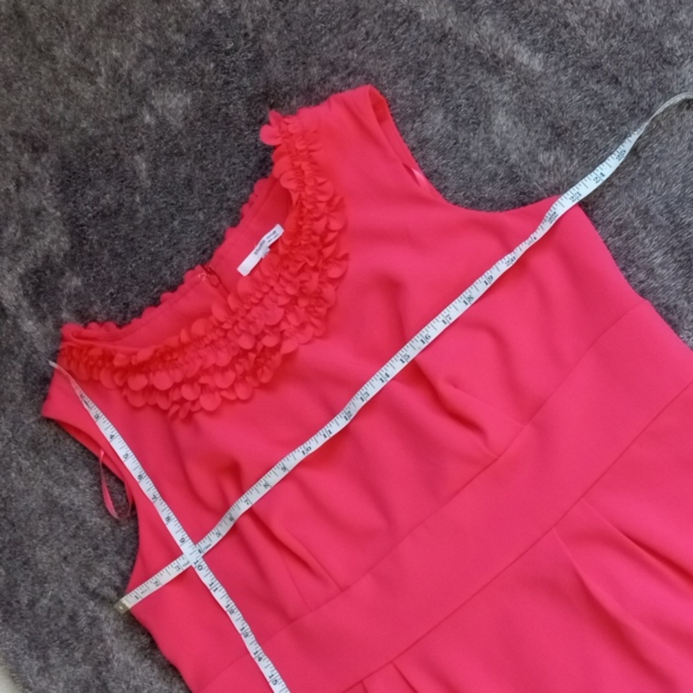 Studio One bright coral sleeveless dress with petal neckline - Picture 6 of 10